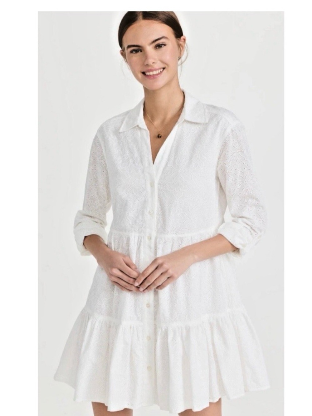 Veronica Beard Atari White Eyelet Lace Dress